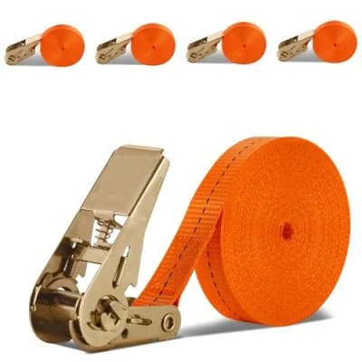 Afbeelding van Spanriem met ratel, 8 m, 4 stuks ratelriem verstelbare veer van zinklegering, spanbanden ratelspanner voor aanhanger, motorfiets, auto, bagage