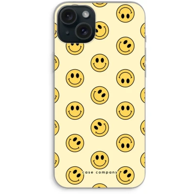 Afbeelding van Case Company® hoesje geschikt voor iPhone 15 Plus Smiley N2 Soft Cover Telefoonhoesje Bescherming aan alle Kanten en Schermrand