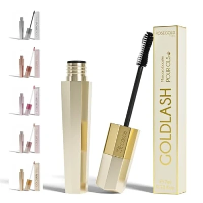 Afbeelding van ROSEGOLD GOLDLASH Wimperbooster mascara, verlengd, verbetert de groei en van wimpers, 99% natuurlijk, gemaakt in Frankrijk, zonder hormonen, geurloos, veganistisch