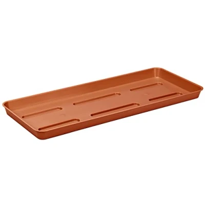 Afbeelding van VERDENIA Draco onderzetter voor bloempotten planten en kruiden, buiten, kunststof, licht, stabiel, rechthoekig, 40 x 15 2,5 cm, terracotta