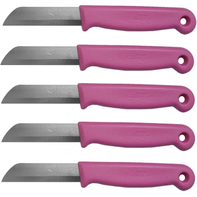 Afbeelding van Solingen Schilmesje RVS Glad 16 cm met &quot;Blade Cover&quot; Roze 5 Stuks