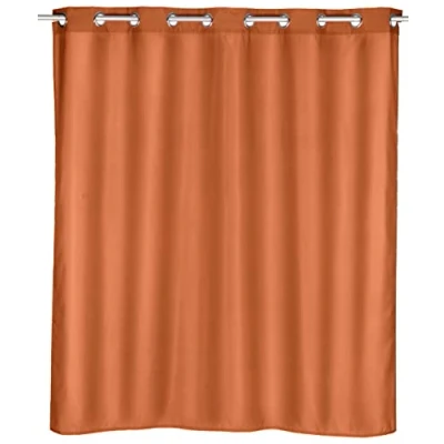 Afbeelding van WENKO douchegordijn, Comfort Flex 180 x 200 cm, machinewasbaar en waterdicht, 10 geïntegreerde douchegordijnringen, 100% polyester, terracotta