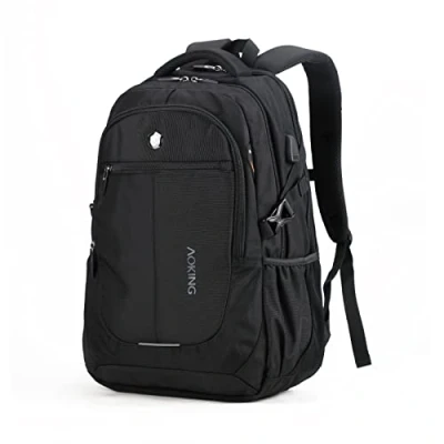 Afbeelding van Aoking City and Business rugzak, 25 l voor laptops tot 17 inch, met USB aansluiting, H 48 x B 33 D 16 cm, 100% polyester, waterdicht, gewicht 870 g, zwart.