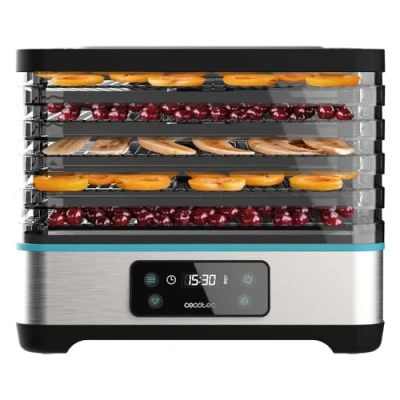 Image de Cecotec Déshydrateur Alimentaire VitaDry Pro. 300W, de Fruits avec 5 Plateaux réglables en Hauteur, Affichage Numérique, Minuterie 30 min à 48 hs, Température 35º 70, Inox