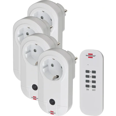 Afbeelding van Brennenstuhl draadloze Schakelaarset RC CE1 4001, set van 4 Stopcontacten (voor binnen, met handzender en hogere contactbescherming) wit