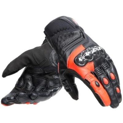 Afbeelding van Dainese Carbon 4 Short Leather Gloves Black Fluo Red L Maat Handschoen
