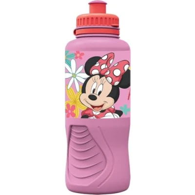 Afbeelding van Disney Minnie roze plastic drinkfles 400 ml met druppelstop en antislipband