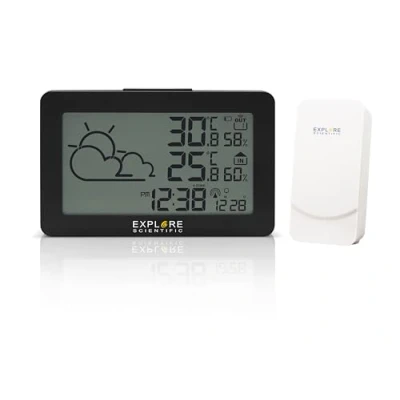 Afbeelding van EXPLORE SCIENTIFIC WSH 4002 Weerstation, radiogestuurde klok, temperatuur en luchtvochtigheid binnen buiten, lcd display met achtergrondverlichting, kleur zwart