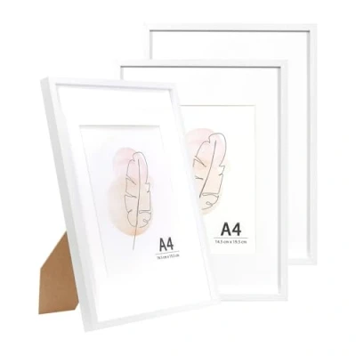 Afbeelding van A4 fotolijst wit voor muur en kantoor, 21 x 29,7 cm, 3 stuks