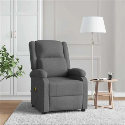 Image de vidaXL Fauteuil de massage Gris foncé Tissu348448