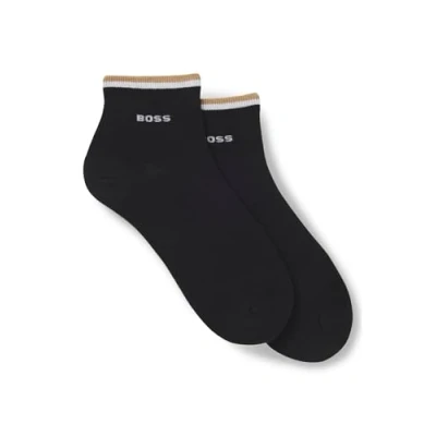 Afbeelding van HUGO BOSS heren Sokken met logo in 2 pack de kleur Zwart, maat: 43/46