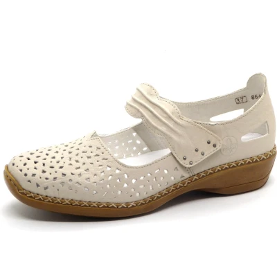Afbeelding van Rieker Ballerina&#039;s met enkelbandjes, Dames, Maat: 36, Beige Leer
