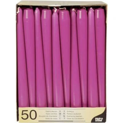 Afbeelding van Kandelaarskaarsen, 50 stuks, diameter 2,2 cm, 25 fuchsia