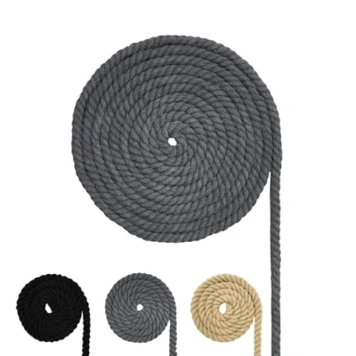 Afbeelding van Katoenen macramétouw, verschillende maten, voor knutselen, geschenken, grijs, 6 mm (20 m)
