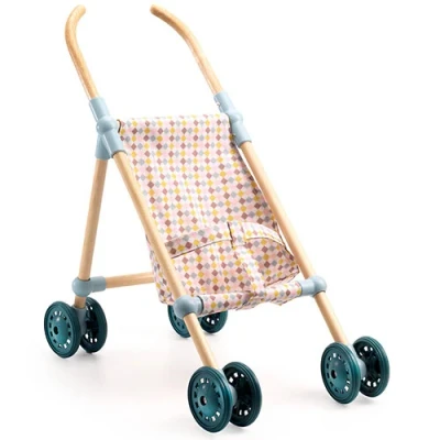 Afbeelding van Djeco poppenwagen pomea geblokt
