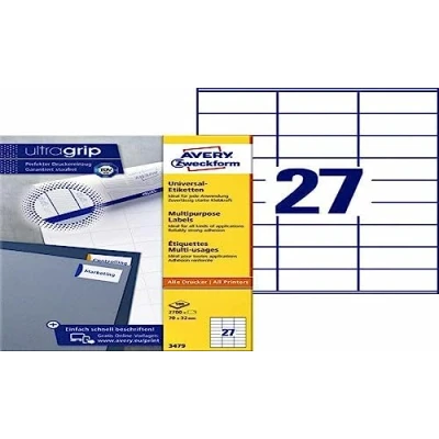 Afbeelding van Etiket Avery Zweckform 3479 70x32mm wit 2700stuks