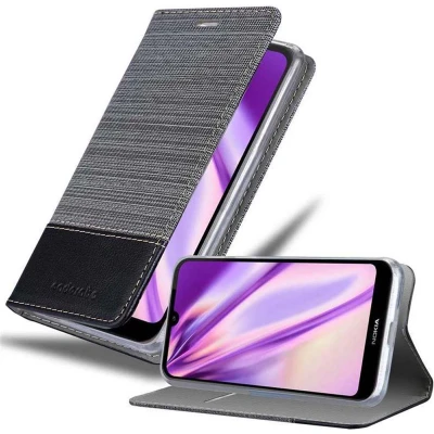 Afbeelding van Cadorabo Hoesje geschikt voor Nokia 4.2 in GRIJS ZWART Beschermhoes met magnetische sluiting, standfunctie en kaartvakje Book Case Cover Etui