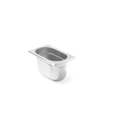 Afbeelding van HENDI Gastronorm bak, GN 1/9, hittebestendigheid 40 C tot 300 C, te gebruiken in convectieovens, koelkasten, waterbaden, chafing schijven, 0,6 l, 176 x 108 65 mm, roestvrij staal