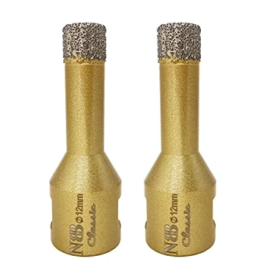 Afbeelding van NBB Diamantboor M14 klassiek goud, diamantkroon voor droog en nat boren van hard porselein, keramiek, tegels, graniet, marmer, tegels haakse slijper (2, 12 mm)
