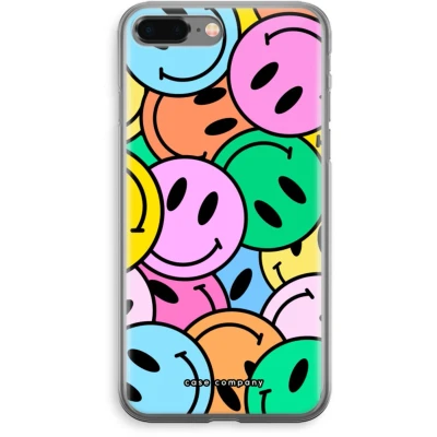 Afbeelding van Case Company® hoesje geschikt voor iPhone 8 Plus Smiley N1 Soft Cover Telefoonhoesje Bescherming aan alle Kanten en Schermrand
