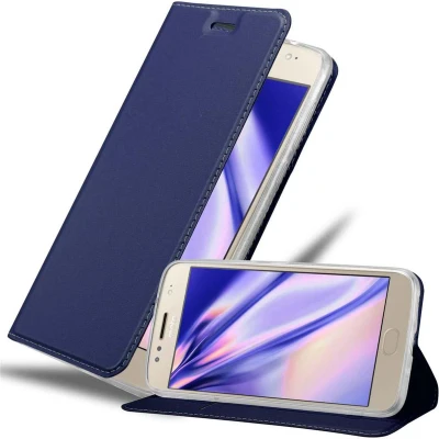 Afbeelding van Cadorabo Hoesje geschikt voor Motorola MOTO G5S PLUS in CLASSY DONKER BLAUW Beschermhoes met magnetische sluiting, standfunctie en kaartvakje Book Case Cover Etui
