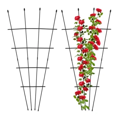 Afbeelding van Relaxdays plantensteun set van 2 rankhulp staal &amp; kunststof trellis klimplanten