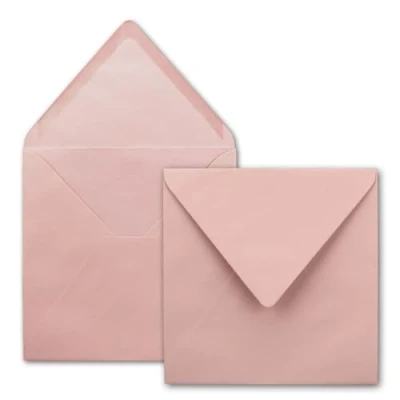 Afbeelding van Kleurrijke serie, 100 vierkante enveloppen, oudroze, 15,5 x cm, zonder venster, met natte plakrand, voor uitnodigingskaarten bruiloft, verjaardag en meer, serie FarbenFroh