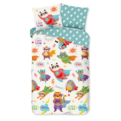 Afbeelding van Good Morning Kinderdekbedovertrek &quot;superheld dieren&quot; Multi (140x200/220 cm) Katoen