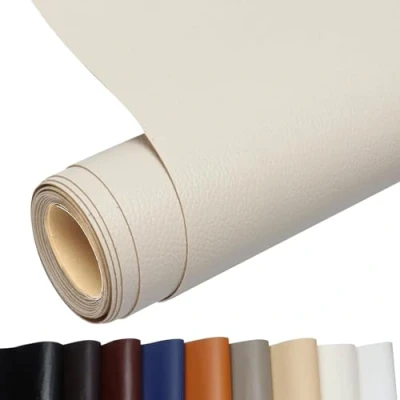 Afbeelding van Kunstlederen patch, zelfklevend, lederen reparatiepatch voor banken, handtassen, jassen, autostoelen, meubels, rijstwit, 60 x 200 cm