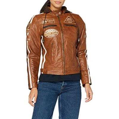 Afbeelding van Urban Leather 58 motorjack met beschermers dames TAN S / 38
