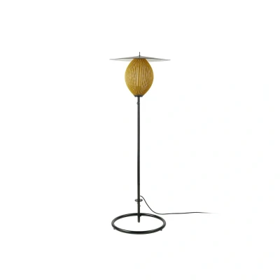 Afbeelding van Gubi Satellite buiten vloerlamp, IP65, zwart/ mosterdgoud