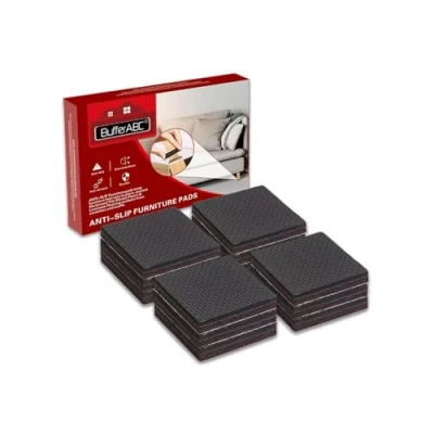 Afbeelding van antislip rubberen pads voor meubels, 12 stuks, 50 mm, premium pads, zelfklevend, bevestiging van ter bescherming je vloer (vierkant)
