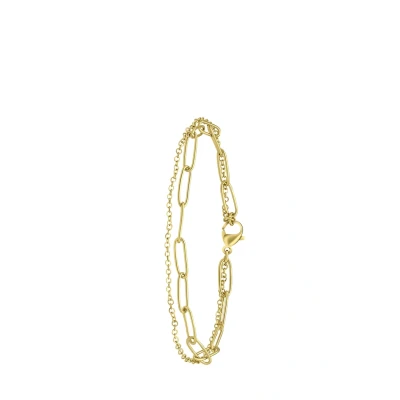 Afbeelding van Lucardi Dames Gerecycled stalen goldplated Armband dubbel Staal Goudkleurig 20 cm