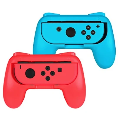 Afbeelding van Fintie Grip compatibel met schakelaar/schakelaar OLED model Joy Con [2 stuks] slijtvast ergonomisch design handgreep schakelconsole controller, rood/blauw