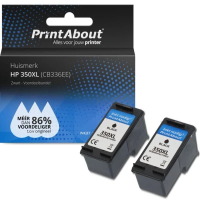 Afbeelding van Huismerk HP 350XL (CB336EE) Inktcartridge Zwart Voordeelbundel 2 pack Hoge capaciteit