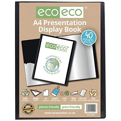 Afbeelding van eco A4 50% gerecycled 40 tassen zwart kleur presentatiedisplay boek