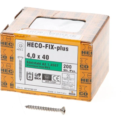 Afbeelding van Heco spaanplaatschroeven lenskop RVS A2 pozidriv FIX plus 4.0x40mm (per 200 stuks)