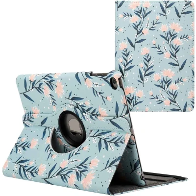 Afbeelding van iMoshion Tablet Hoes Geschikt voor iPad 6 (2018) 9.7 inch / 5 (2017) 360 Draaibare Design Bookcase 2.0 Lichtblauw /Flowers