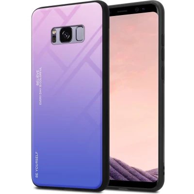 Afbeelding van Cadorabo Hoesje geschikt voor Samsung Galaxy S8 PLUS in ROZE BLAUW Tweekleurige beschermhoes van TPU silicone Case Cover en achterzijde gehard glas