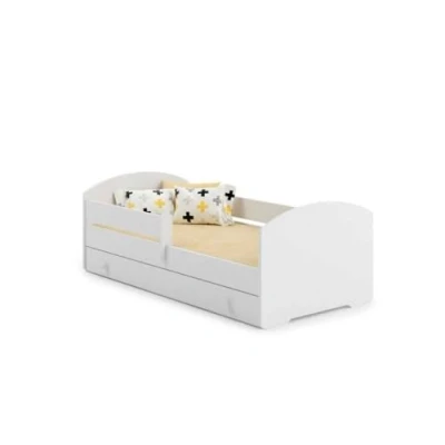 Afbeelding van KOBI Kinderbed LUK wit 180 x 80 cm een bed voor kinderkamer en tienerkamer Inclusief lade, veiligheidsbarrière matras (180 cm)