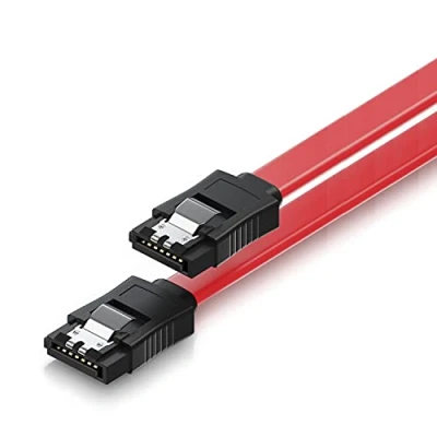 Afbeelding van Ewent SATA III kabel, 6 Gbit snelheid, met metalen clips, L type, rood, 30 cm
