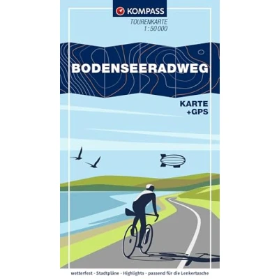 Afbeelding van KOMPASS Fahrrad Tourenkarte 7005 Bodenseeradweg Fietsroutekaart 1:50.000