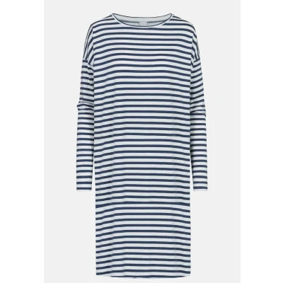 Afbeelding van Mey dames Liah nachthemd met streepprint in de kleur Donkerblauw, maat: M