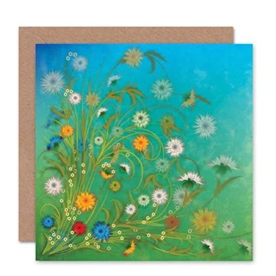 Afbeelding van Wee Blue Coo Blanco verjaardagskaart met blauwe bloemen