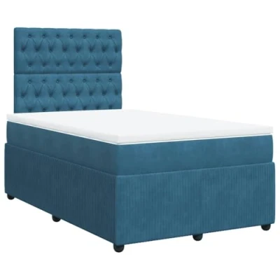 Afbeelding van vidaXL Boxspring met matras fluweel blauw 120x190 cm
