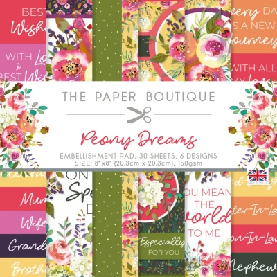 Afbeelding van The Paper Boutique Peony Dreams 8x8 Embellishments Pad