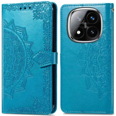 Afbeelding van imoshion Hoesje Geschikt voor Xiaomi Redmi Note 14 Pro Plus 5G Met Pasjeshouder Mandala Bookcase Turquoise