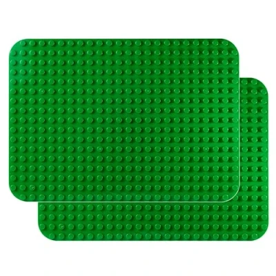 Afbeelding van Apostrophe Games Basisplaten met grote bouwstenen, compatibel alle merken (2 x groen) voor kinderen vanaf 10 jaar