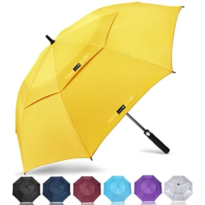 Image de ZOMAKE Grand Parapluie De Golf XXL,Parapluies Grande Taille 2 3 Personnes Anti Tempete,Extra Large Automatique Umbrella Double Canopée Homme Femme(Jaune)