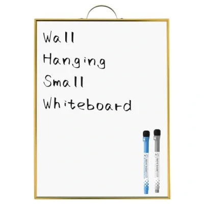 Afbeelding van ANLIOTE Klein whiteboard om op te hangen, 40 x 30 cm, draagbaar droog uitwisbaar A3 bord, magnetisch oppervlak met handvat, goudkleurig aluminium frame, mini prikbord voor thuis,